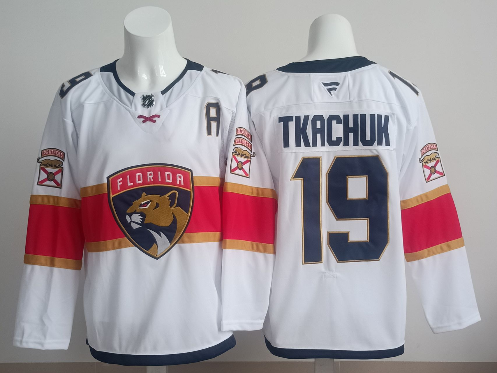 Men 2025 Florida Panthers 19 Tkachuk White Fanatics Home Premium NHL Jersey style 4